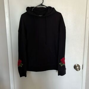 PacSun Black Hoodie with Red Roses Embroidery / Stitching